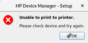 HP Device Manager - Setup: Unable to print to printer